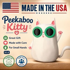 Peekaboo Kitty Kids Toy Fan Art 4” Peek A Boo All Ages USA Made Toddler Tested